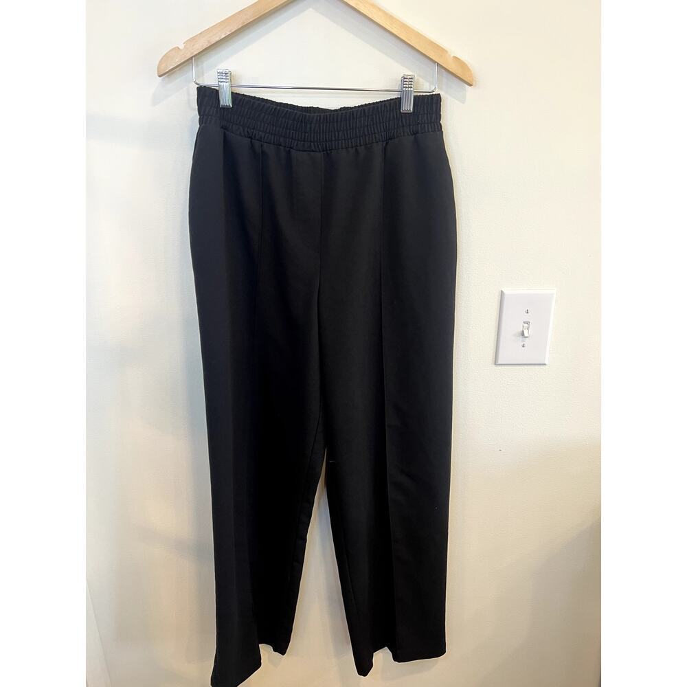 Double Zero Black Wide Leg Pull On Dress Pants Small Minimalist Career
